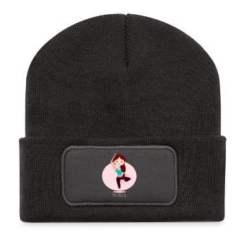 Yoga Girl - Beanie recyclé à patch - charbon - Devant