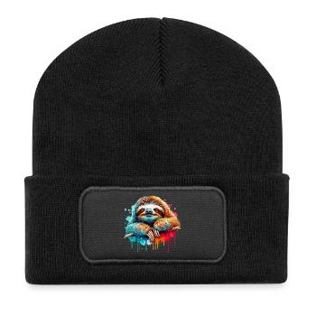 Faultier - Recycelte Patch Beanie - Schwarz - Vorne