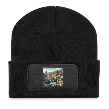 Charme de la vieille ville de Colmar et architecture de style colonial - Beanie recyclé à patch - noir - Devant
