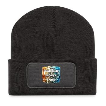 Teacher Teacher Money and Fame Gift - Recycled Patch Beanie - dark grey - Front