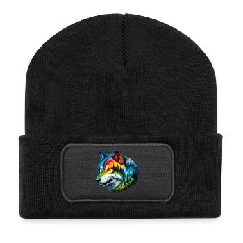 Wolf - Recycelte Patch Beanie - Schwarz - Vorne