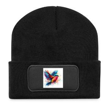 Aquarell Vogel Fliegen - Recycelte Patch Beanie - Schwarz - Vorne