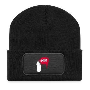 Spray Can Graffiti Sprayer Drawing Illustration - Recycled Patch Beanie - black - Front