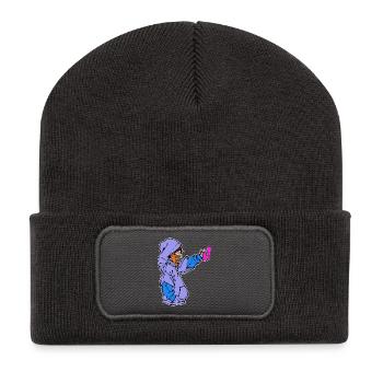 Pulvérisateur Art Bombe Aérosol Graffiti Croquis Street Art - Beanie recyclé à patch - charbon - Devant