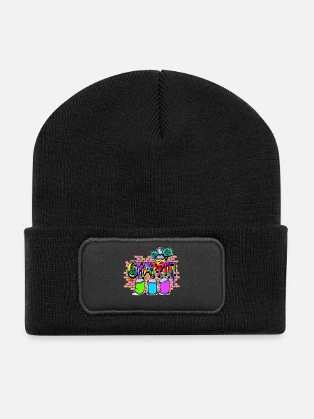 Strassenkunst Wildstyle Kunst Graffiti Sprayer - Recycelte Patch Beanie - Schwarz