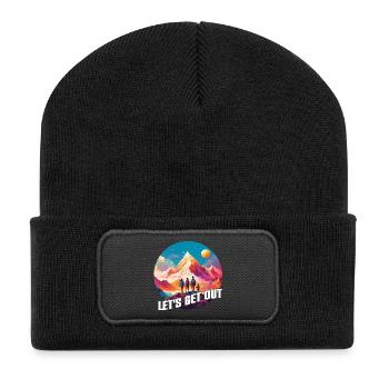 Nichts wie raus mit der Familie in die Natur - Recycelte Patch Beanie - Schwarz - Vorne