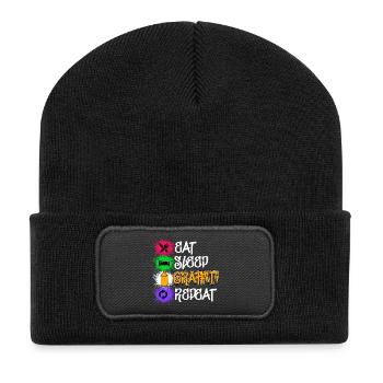 Zeichnen Illustration Graffiti Sprayer Street Art - Recycelte Patch Beanie - Schwarz - Vorne