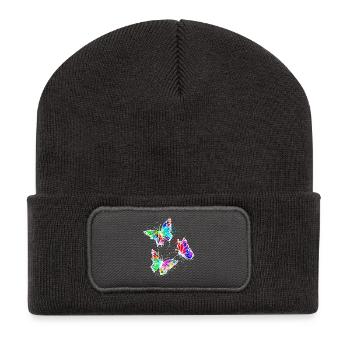 Art, Street Art, Graffiti, Butterfly - Recycled Patch Beanie - dark grey - Front