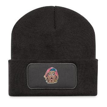Vibrant Shocked Girl Illustration - Beanie recyclé à patch - charbon - Devant