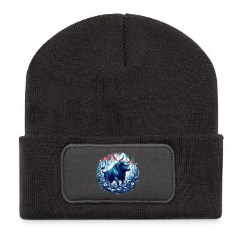 Finanzen Aktien Stier Bulle Wallstreet Geschenk - Recycelte Patch Beanie - Dunkelgrau - Vorne