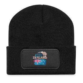 Neuseeland Kiwi comic New Zealand Natur cartoon - Recycelte Patch Beanie - Schwarz - Vorne