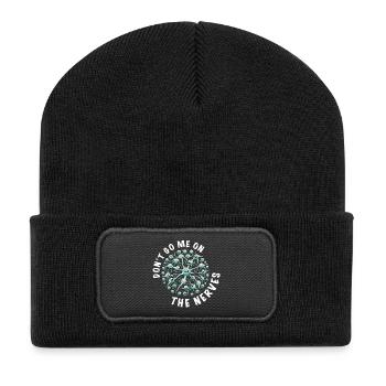 don t go me on the nerves denglisch sprüche lustig - Recycelte Patch Beanie - Schwarz - Vorne