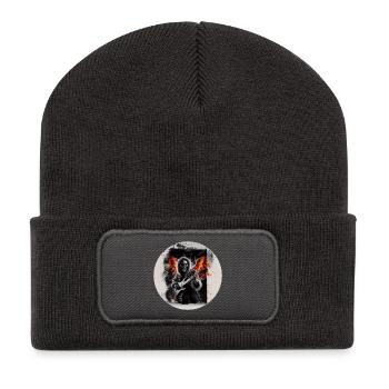 Rock 'n' Roll Skeleton on Fire #3 - Recycled Patch Beanie - dark grey - Front