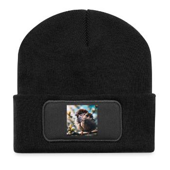 Spatz - Recycelte Patch Beanie - Schwarz - Vorne