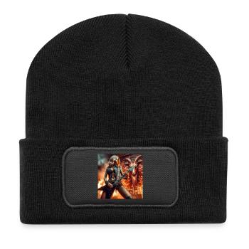 Heavy guitarist in the underworld - Recycled Patch Beanie - black - Front