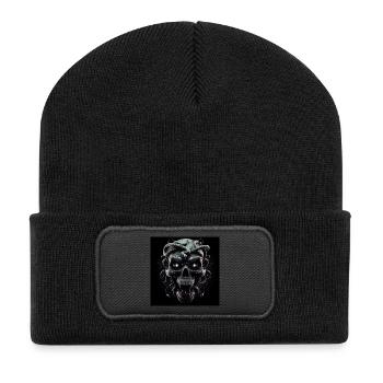 Totenkopf und Schlangen 3D - Recycelte Patch Beanie - Schwarz - Vorne