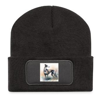 Watercolor Greyhound - Recycled Patch Beanie - dark grey - Front