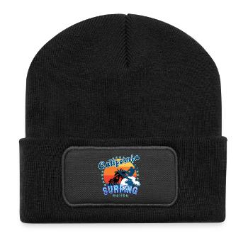Kalifornisches Surfen in Malibu. - Recycelte Patch Beanie - Schwarz - Vorne