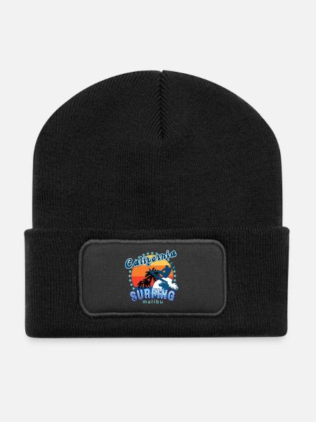 Kalifornisches Surfen in Malibu. - Recycelte Patch Beanie - Schwarz