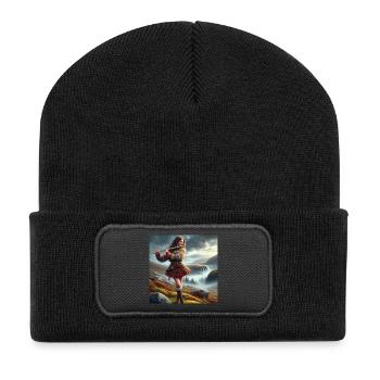 Celtic Female Musician - Recycled Patch Beanie - black - Front