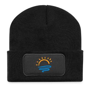 Sonne & Meer - Recycelte Patch Beanie - Schwarz - Vorne