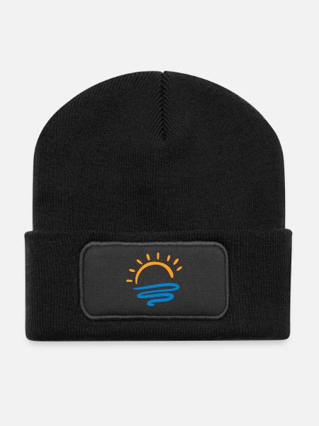 Sonne & Meer - Recycelte Patch Beanie - Schwarz