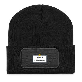Ich rede mit mir selbst - Recycelte Patch Beanie - Schwarz - Vorne