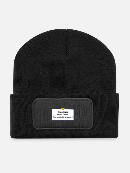 Je me parle à moi même - Beanie recyclé à patch - noir