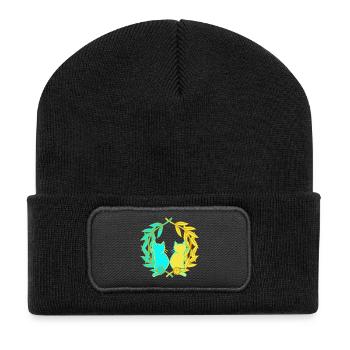 Laurel Wreath Cats Cat Ukraine Animal Welfare - Recycled Patch Beanie - black - Front