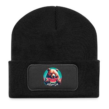 Watermelon Arbusik Bear Yummy Gift - Recycled Patch Beanie - black - Front