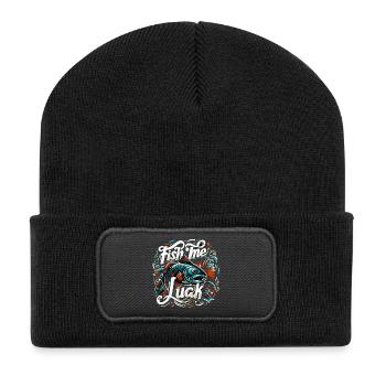 Fish Me Lucky Fishing cadeau - Beanie recyclé à patch - noir - Devant
