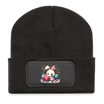 Schönes Osterfest - Recycelte Patch Beanie - Dunkelgrau - Vorne