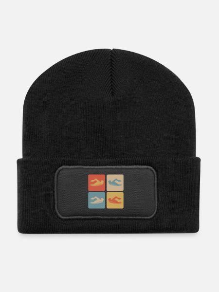 Schwimmen Design - Recycelte Patch Beanie - Schwarz