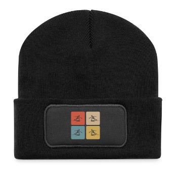 Fechten - Recycelte Patch Beanie - Schwarz - Vorne