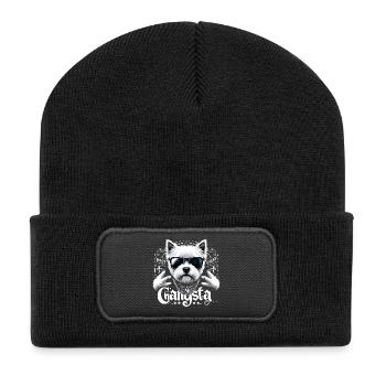 Cadeau de chien Gangsta West Highland White Terrier - Beanie recyclé à patch - noir - Devant