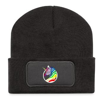 Rainbow Unicorn Zebra - Recycled Patch Beanie - dark grey - Front