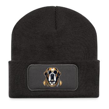 Saint Bernard Gangsta Gangster Dog Gift - Recycled Patch Beanie - dark grey - Front