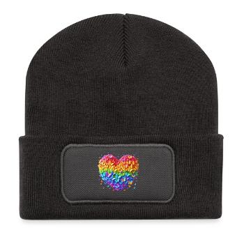 Coeur de papillon - Beanie recyclé à patch - charbon - Devant