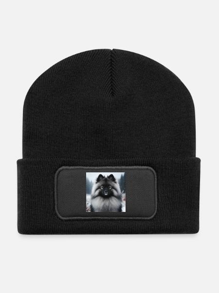 Wunderschöner Wolfspitz - Recycelte Patch Beanie - Schwarz