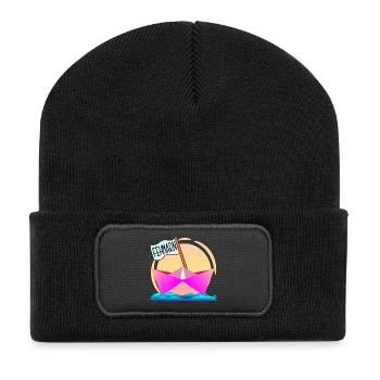 FEHMARN OSTSEEINSEL BOOTFAHREN - Recycelte Patch Beanie - Schwarz - Vorne