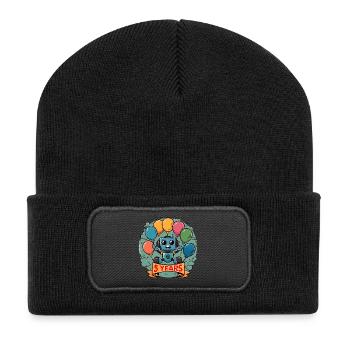 5 ans d’anniversaire petit robot avec des ballons - Beanie recyclé à patch - noir - Devant