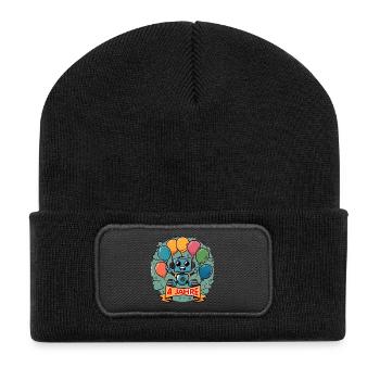 4 Jahre Geburtstag Kleiner Roboter mit Luftballons - Recycelte Patch Beanie - Schwarz - Vorne