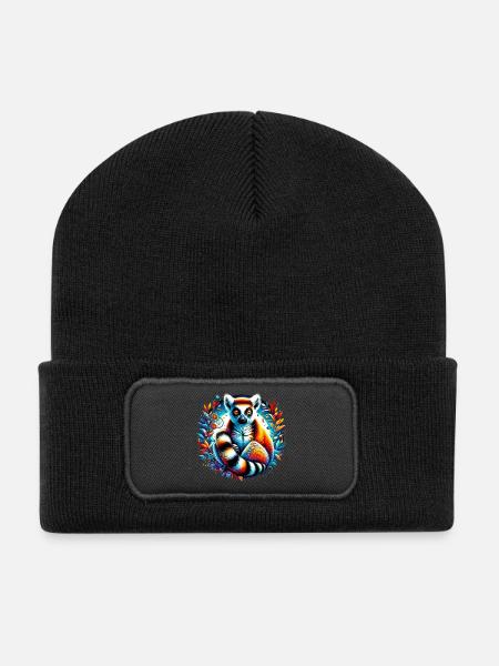 Lémurien - Beanie recyclé à patch - noir