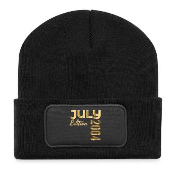 22. Geburtstag Juli 2004 - Recycelte Patch Beanie - Schwarz - Vorne