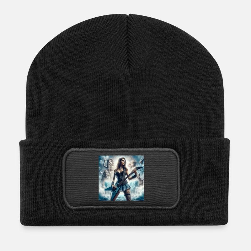 Guitarist with Poseidon - Recycled Patch Beanie - black