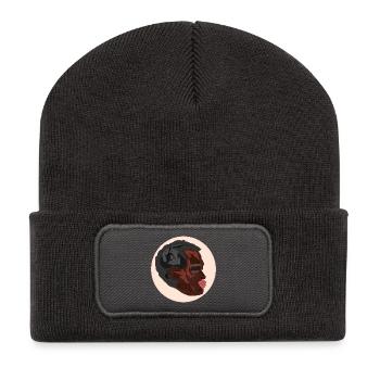SCHWARZE FRAU WEIBLICHES PORTRÄT - Recycelte Patch Beanie - Dunkelgrau - Vorne