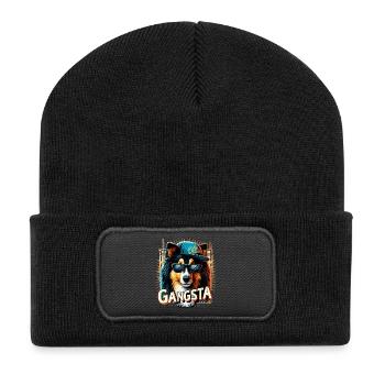 Collie Gangsta Gangster chien cadeau - Beanie recyclé à patch - noir - Devant