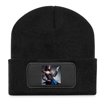 Femme guitar hero - Beanie recyclé à patch - noir - Devant