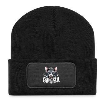 Cadeau de gangster gangsta cool chat Sphynx - Beanie recyclé à patch - noir - Devant