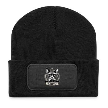 Sphynx Katze schick Anzug Smoking Level Geschenk - Recycelte Patch Beanie - Schwarz - Vorne